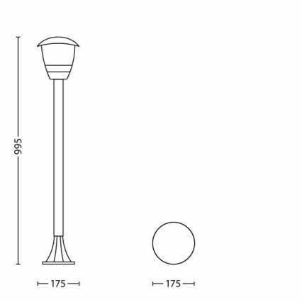 Philips 15383/30/16 - Lámpara exterior MYGARDEN CREEK 1xE27/60W/230V negra IP44