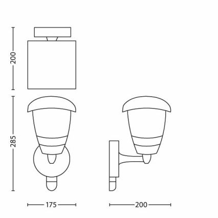 Philips - Aplique exterior con sensor 1xE27/60W IP44