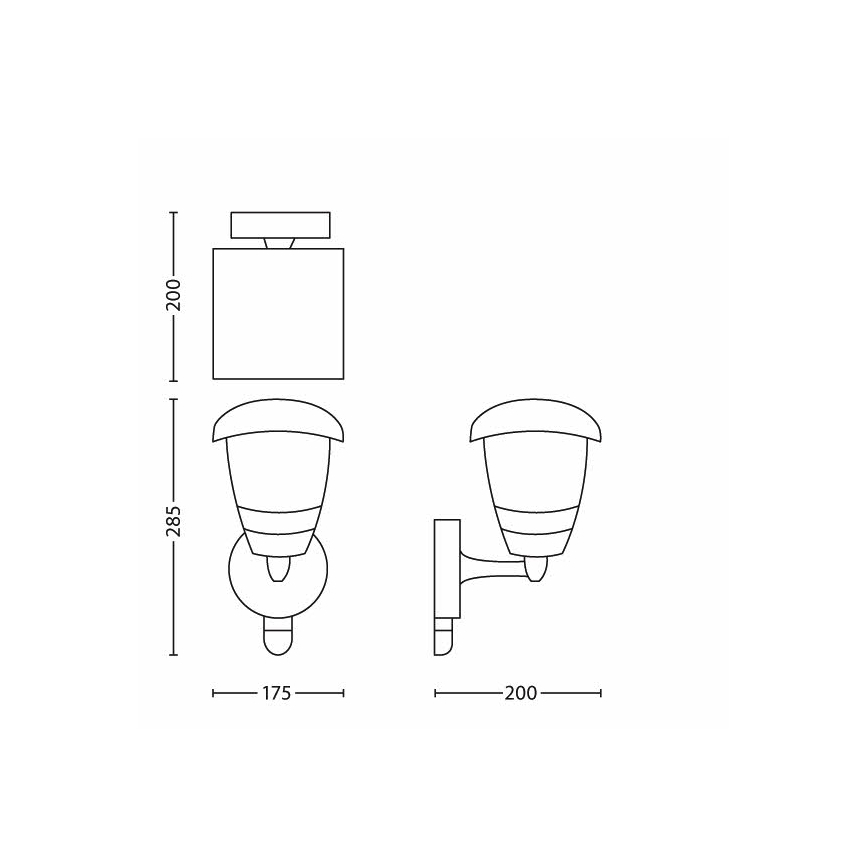 Philips - Aplique exterior con sensor 1xE27/60W IP44