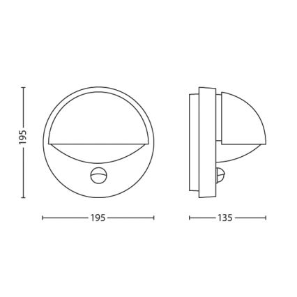 Philips - Aplique exterior con sensor 27/12W IP44