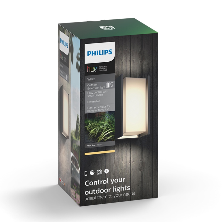 Philips 16472/93/P0 - Aplique LED exterior HUE TURACO 1xE27/9,5W/230V