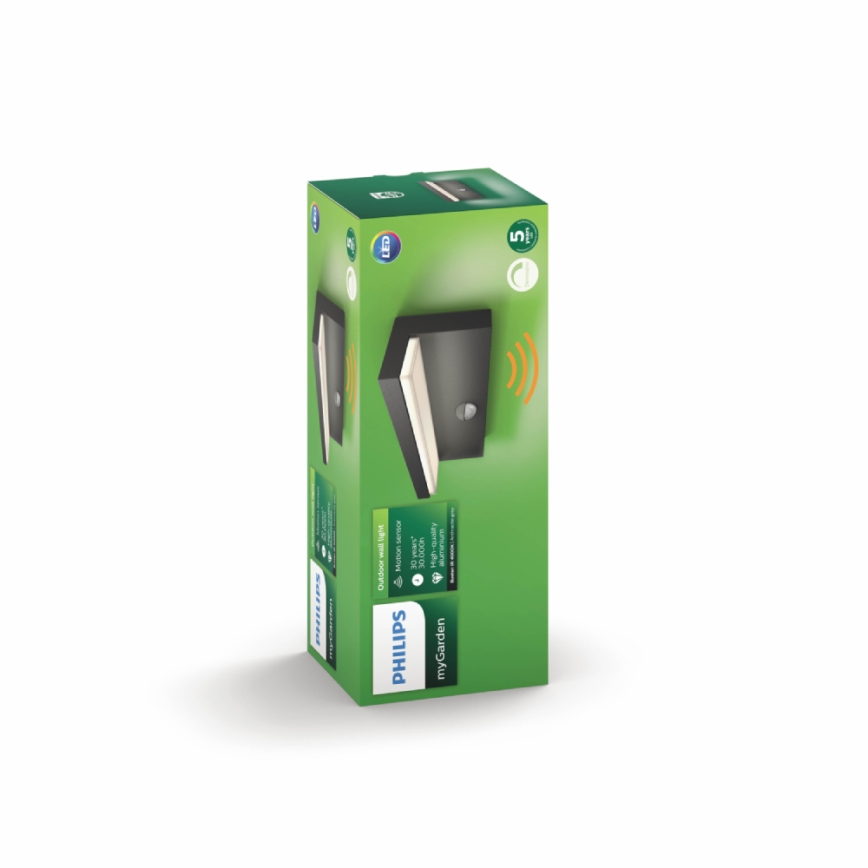 Philips 16484/93/P3 - Aplique LED exterior con sensor BUSTAN 2xLED/4,5W