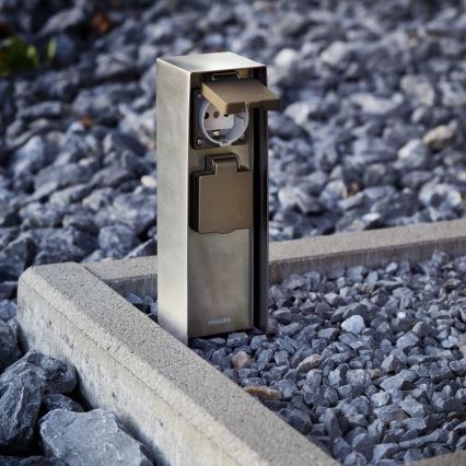 Philips 17108/47/16 - Columna de enchufe para exterior MYGARDEN ROCK 230V IP44 SCHUKO