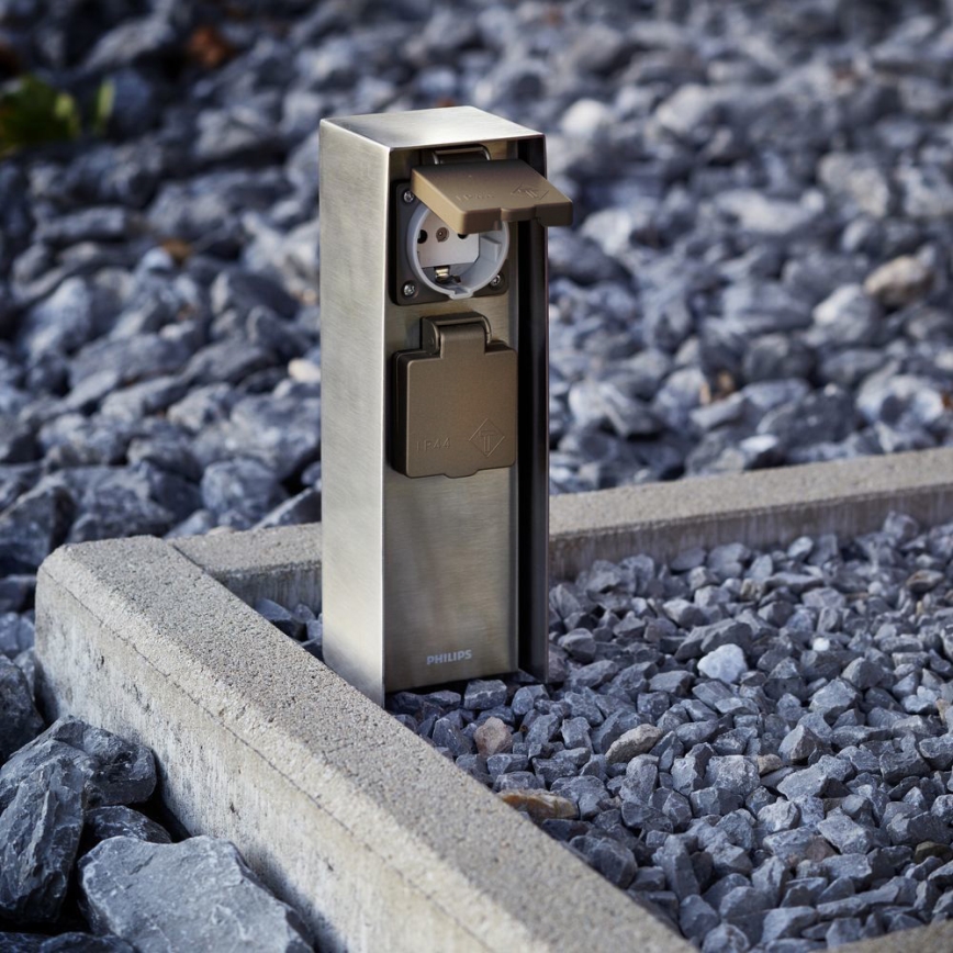 Philips 17108/47/16 - Columna de enchufe para exterior MYGARDEN ROCK 230V IP44 SCHUKO
