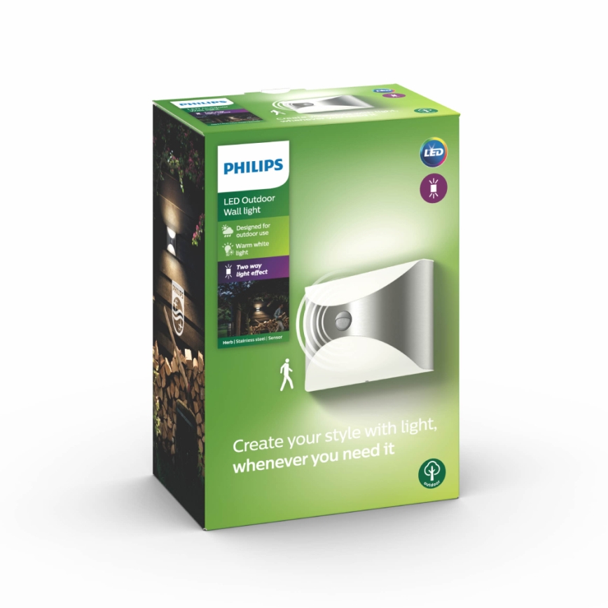 Philips 17299/47/16 - Iluminación exterior con sensor MYGARDEN HERB 1xLED/6W/230V