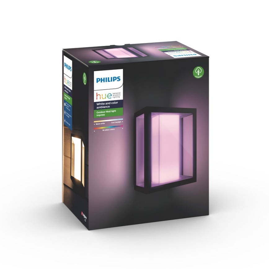 Philips - LED RGBW Aplique de exterior regulable Hue IMPRESS 2xLED/8W/230V IP44
