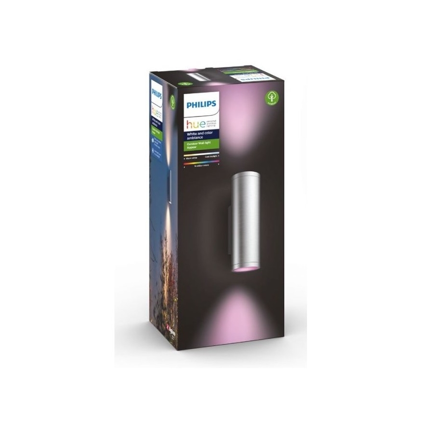 Philips - LED RGBW Aplique de exterior regulable Hue APPEAR 2xLED/8W/230V IP44