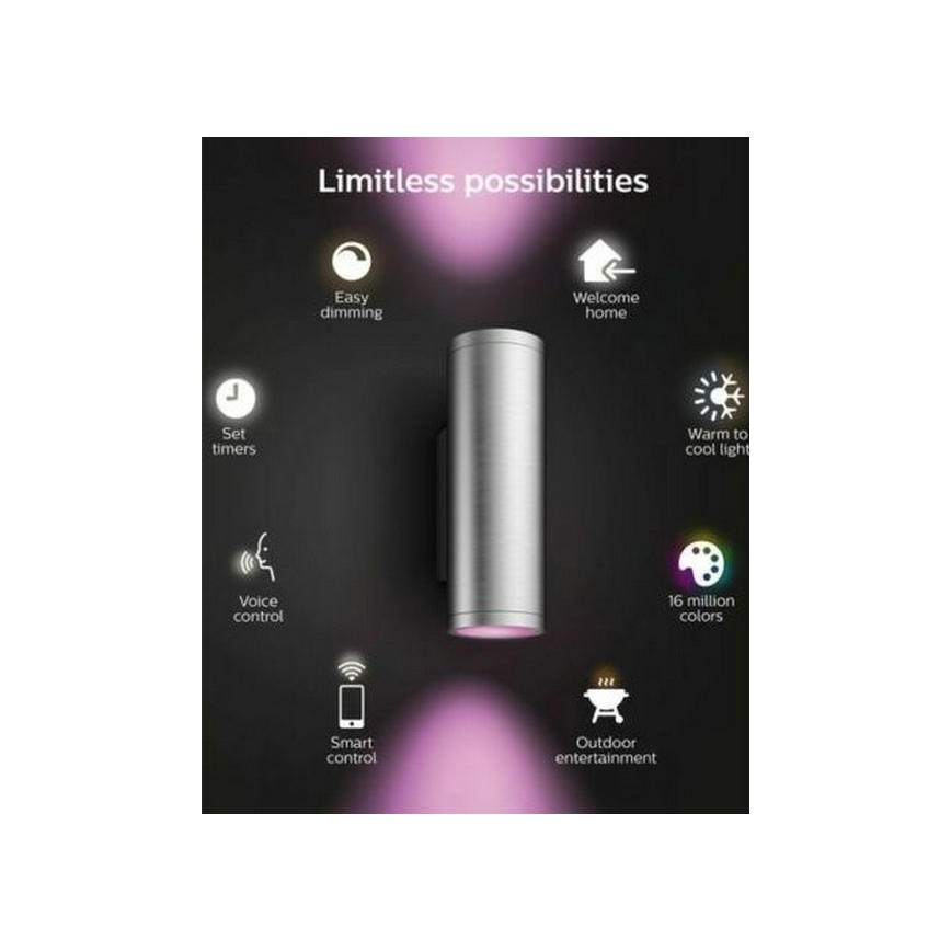 Philips - LED RGBW Aplique de exterior regulable Hue APPEAR 2xLED/8W/230V IP44