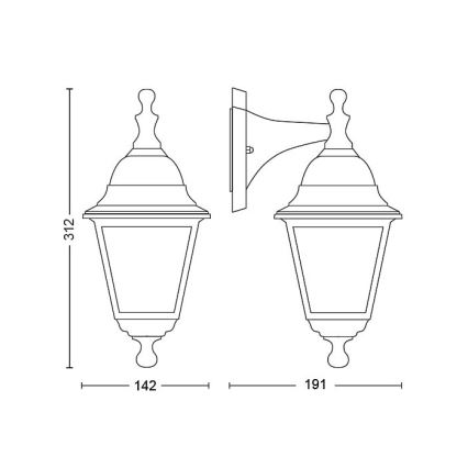 Philips - Aplique de exterior 1xE27/60W/230V IP44