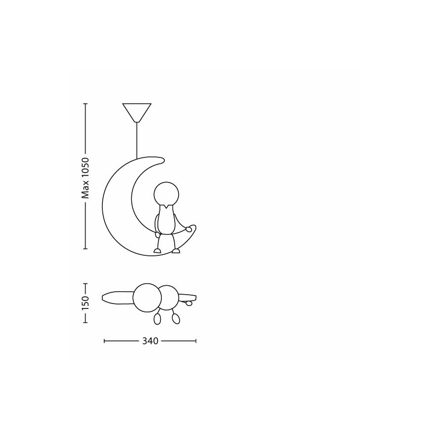 Philips 40092/34/16 - Plafón infantil LUNARDO 1xE27/12W230V II. Calidad