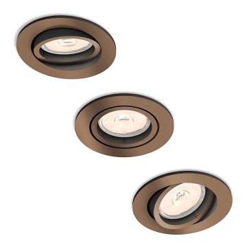 Philips 50393/05/PN - SET 3x Lámpara empotrada DONEGAL 1xGU10/5,5W/230V