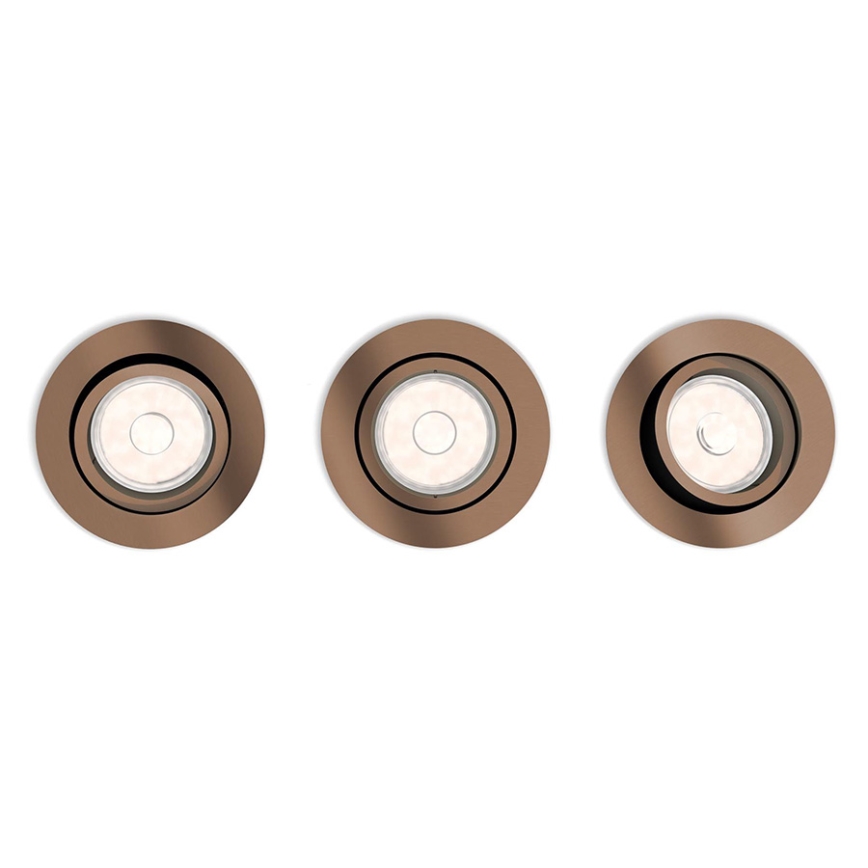 Philips 50393/05/PN - SET 3x Iluminación empotrable de techo DONEGAL 3xGU10/5,5W/230V