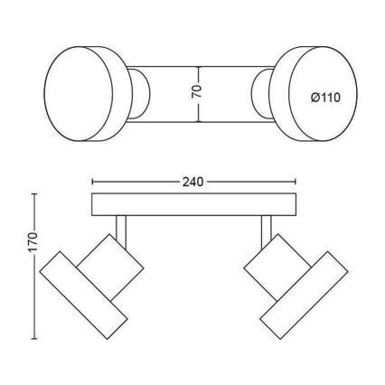 Philips 50602/30/P0 - LED Foco regulable BUKKO 2xLED/4,5W/230V