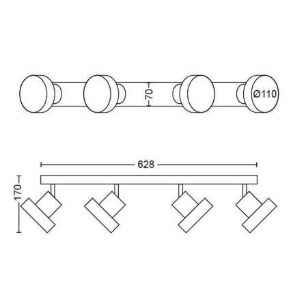 Philips 50604/30/P0 - LED Foco BUKKO 4xLED/4,3W/230V