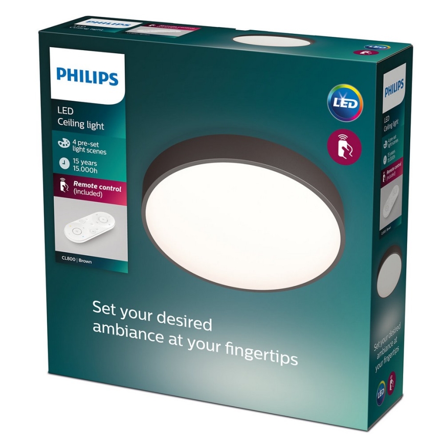 Philips 60262/43/P5 - LED Plafón regulable BROWN 1xLED/28W/230V + control remoto