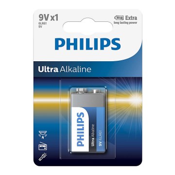 Philips 6LR61E1B/10 - Pila alcalina 6LR61 ULTRA ALKALINE 9V 600mAh