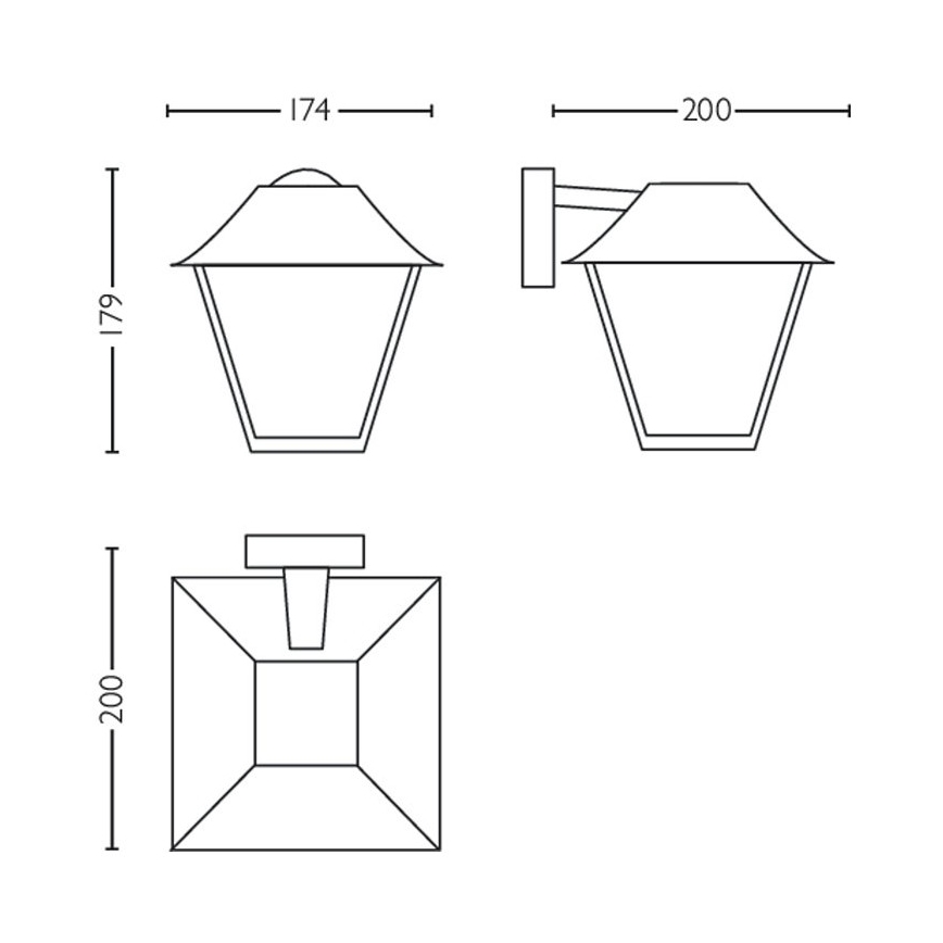 Philips - Aplique de exterior 1xE27/60W/230V IP44