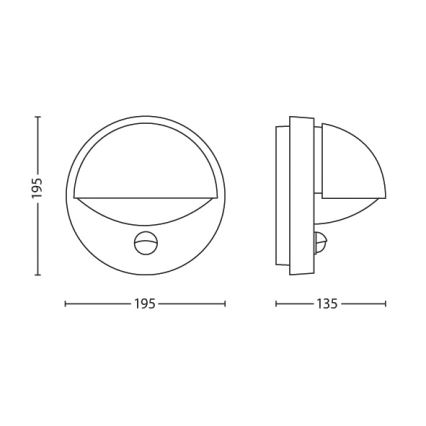 Philips - Aplique de exterior con sensor JUNE 1xE27/12W/230V IP44