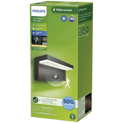 Philips - Aplique LED de exterior con sensor BUSTAN LED/3,8W/230V 2700K IP44