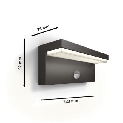 Philips - Aplique LED de exterior con sensor BUSTAN LED/3,8W/230V 2700K IP44