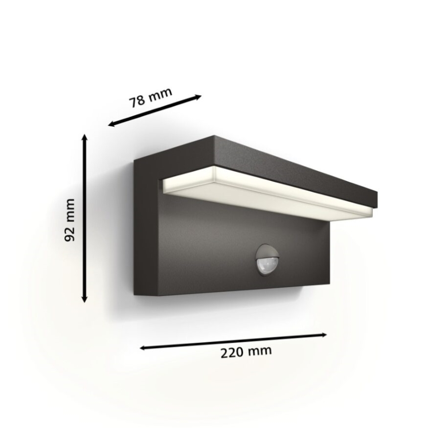 Philips - Aplique LED de exterior con sensor BUSTAN LED/3,8W/230V 2700K IP44
