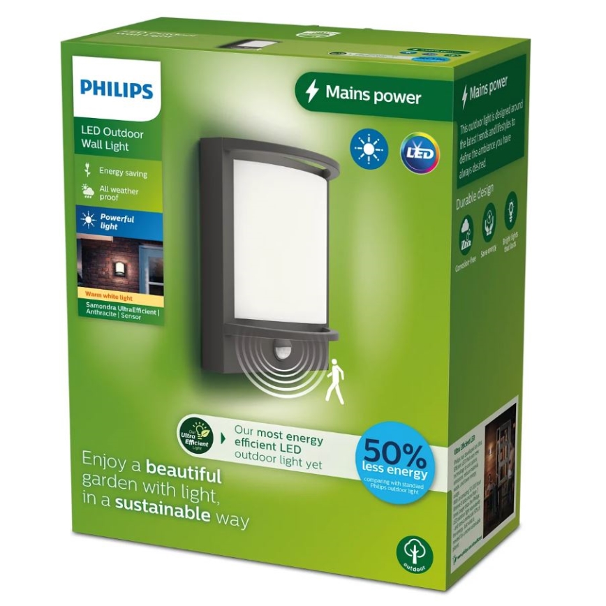 Philips - Aplique LED de exterior con sensor SAMONDRA LED/3,8W/230V IP44