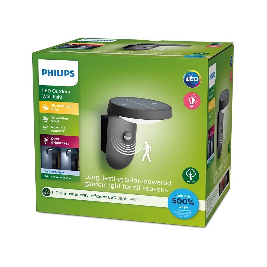 Philips - Aplique LED solar con sensor LED/1,2W/4V 1800 mAh 4000K IP44