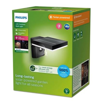 Philips - Aplique LED solar con sensor ZONAL LED/1,3W/3,7V IP44