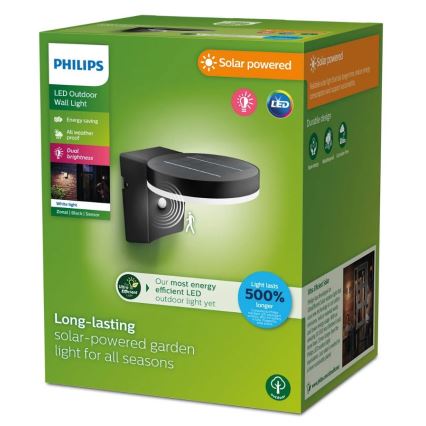 Philips - Aplique LED solar con sensor ZONAL LED/1,3W/3,7V IP44