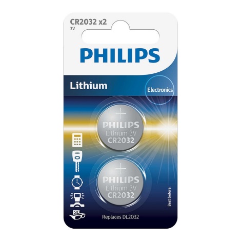 Philips CR2032P2/01B - 2 pz. Batería de litio botón CR2032 MINICELLS 3V 240mAh