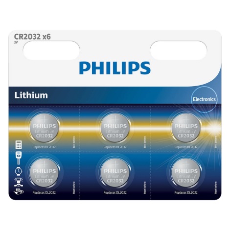 Philips CR2032P6/01B - 6 pz. Batería de litio botón CR2032 MINICELLS 3V 240mAh
