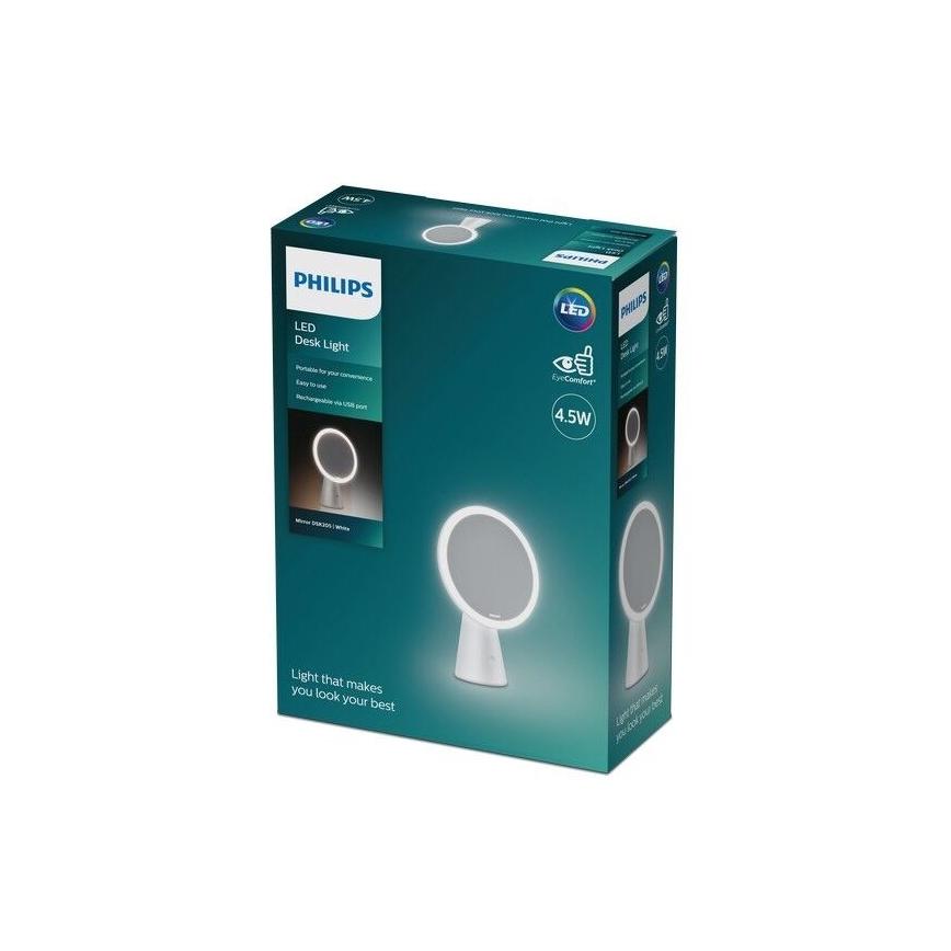 Philips - Espejo cosmético regulable con retroiluminación LED MIRROR LED/4,5W/5V