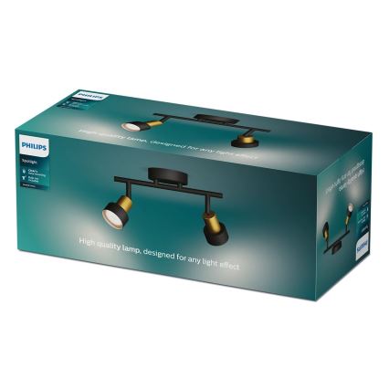 Philips - Foco CONDUIT 2xGU10/5W/230V negro/latón