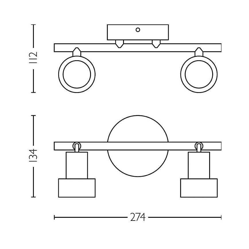 Philips - Foco CONDUIT 2xGU10/5W/230V negro/latón