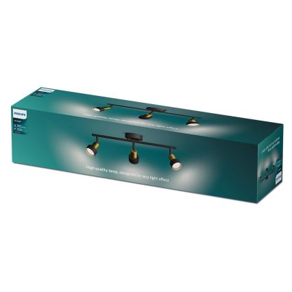 Philips - Foco CONDUIT 3xGU10/5W/230V negro/latón