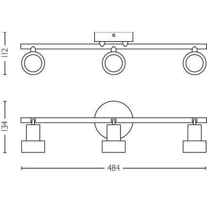 Philips - Foco CONDUIT 3xGU10/5W/230V negro/latón