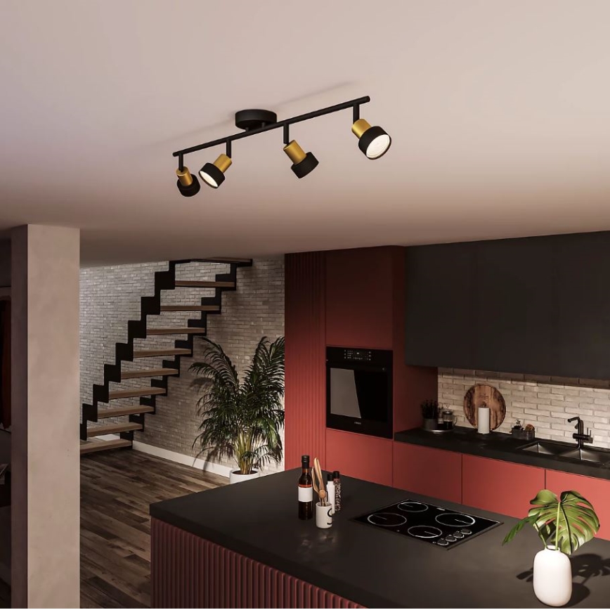 Philips - Foco CONDUIT 4xGU10/5W/230V negro/latón