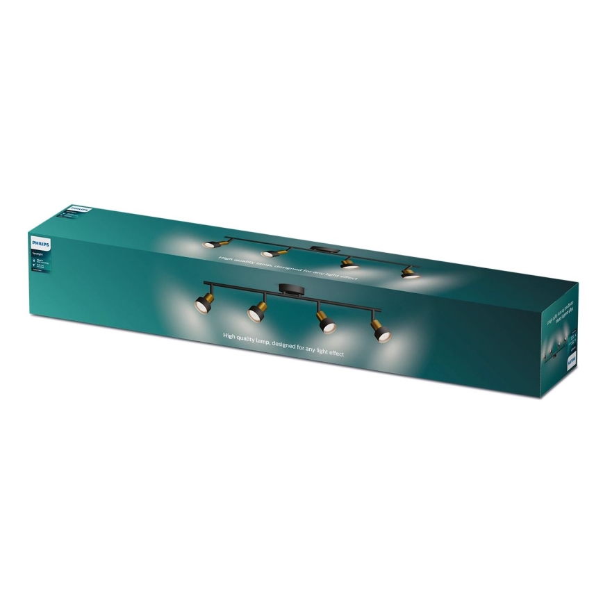 Philips - Foco CONDUIT 4xGU10/5W/230V negro/latón