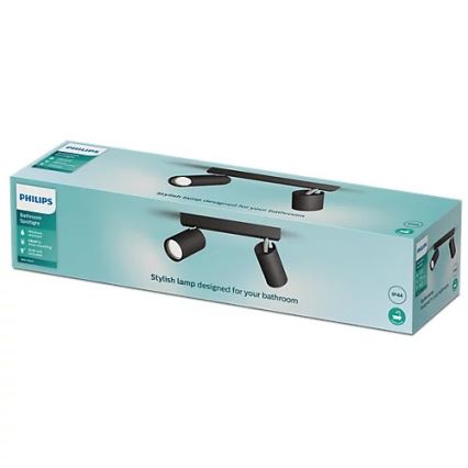 Philips - Foco de baño IDRIS 2xGU10/5W/230V IP44 negro
