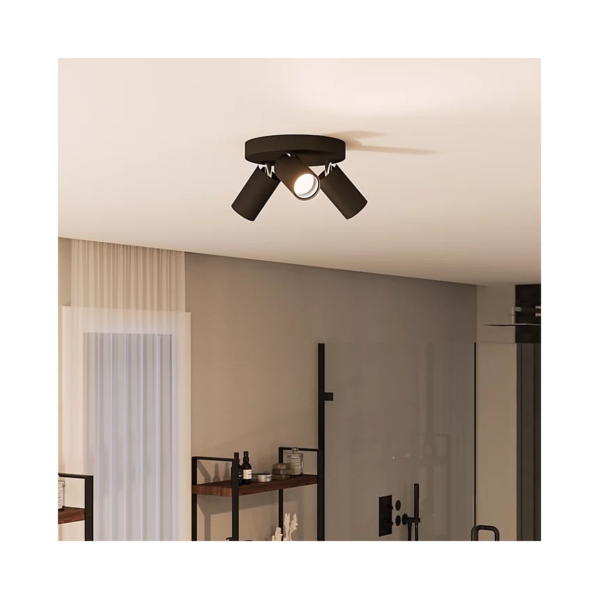 Philips - Foco de baño IDRIS 3xGU10/5W/230V IP44 negro