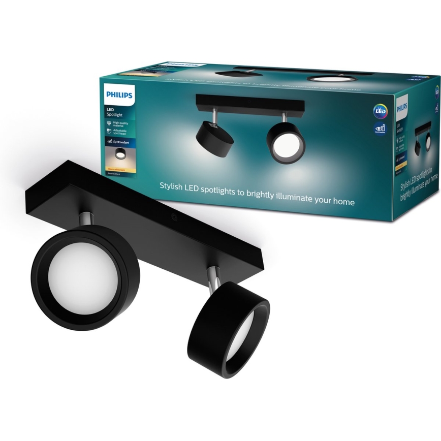 Philips - Foco LED 2xLED/5,5W/230V negro