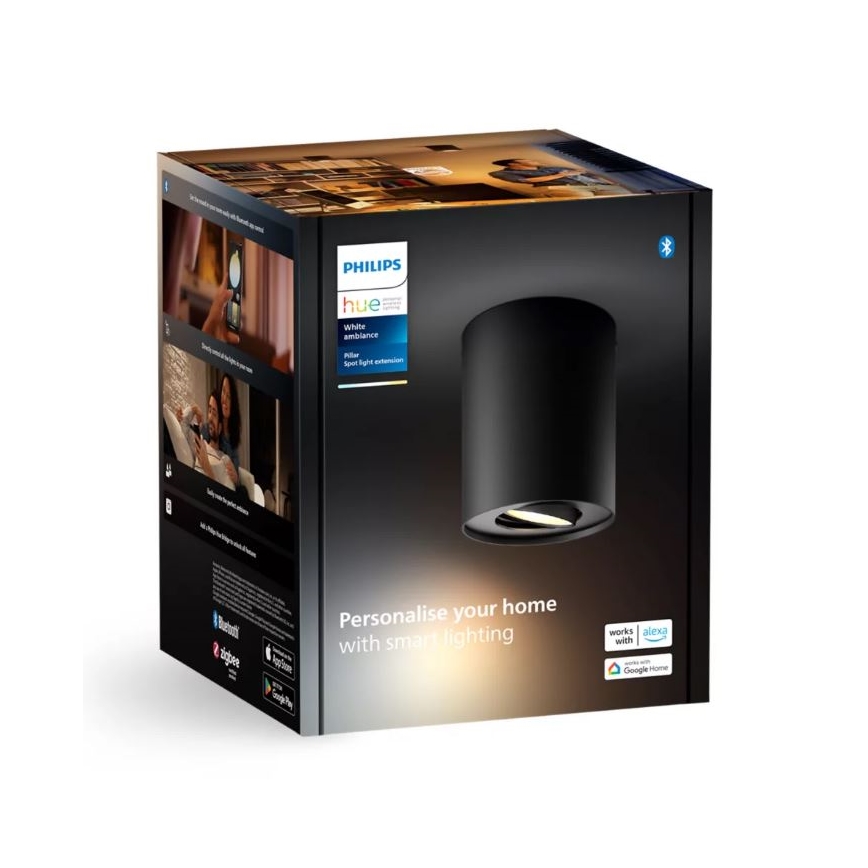 Philips - Foco LED regulable Hue PILLAR 1xGU10/4,2W/230V 2200-6500K negro