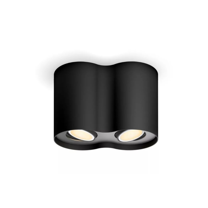 Philips - Foco LED regulable Hue PILLAR 2xGU10/4,2W/230V 2200-6500K + control remoto negro