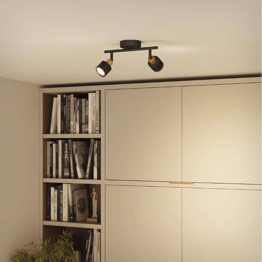 Philips - Foco NIALL 2xGU10/5W/230V negro/latón