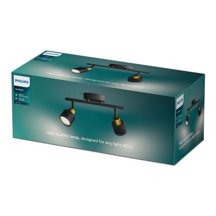 Philips - Foco NIALL 2xGU10/5W/230V negro/latón