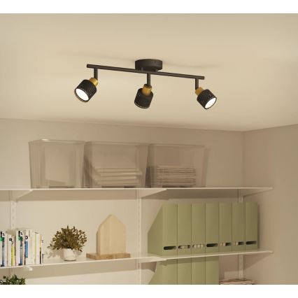 Philips - Foco NIALL 3xGU10/5W/230V negro/latón