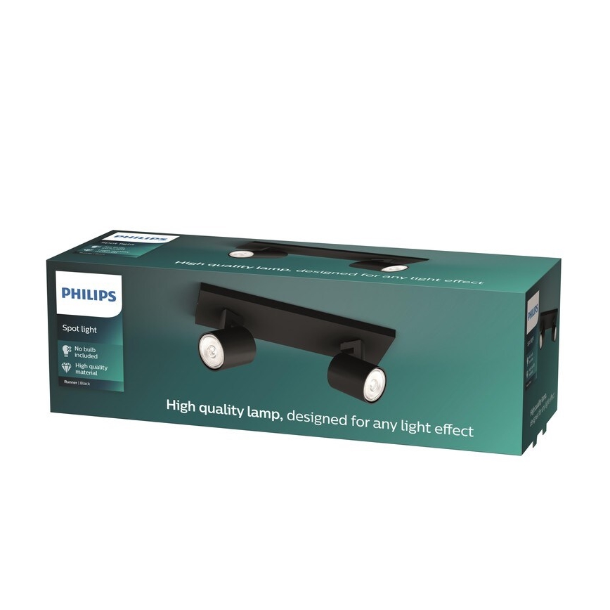 Philips - Foco RUNNER 2xGU10/20W/230V negro