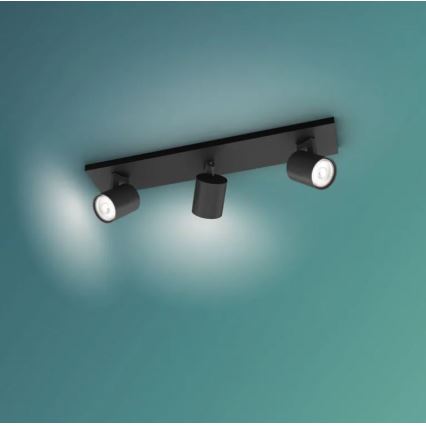 Philips - Foco RUNNER 3xGU10/20W/230V negro