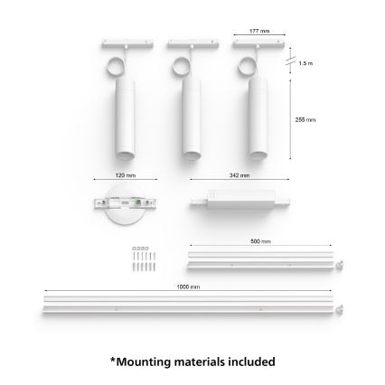 Philips - JUEGO 3x Lámpara de araña LED RGB regulable en un cable para sistema de rieles Hue PERIFO LED RGB/15,6W/230V 2000-6500K