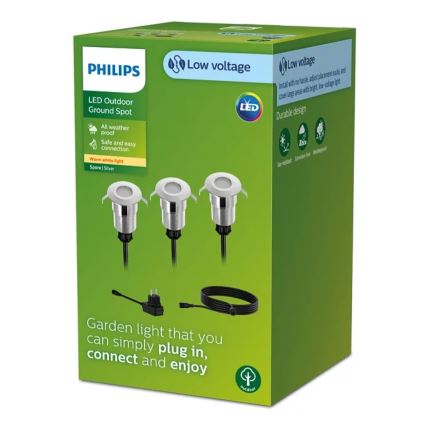 Philips - JUEGO 3x Lámpara empotrable de exterior LED SPORE LED/1W/24/230V IP67